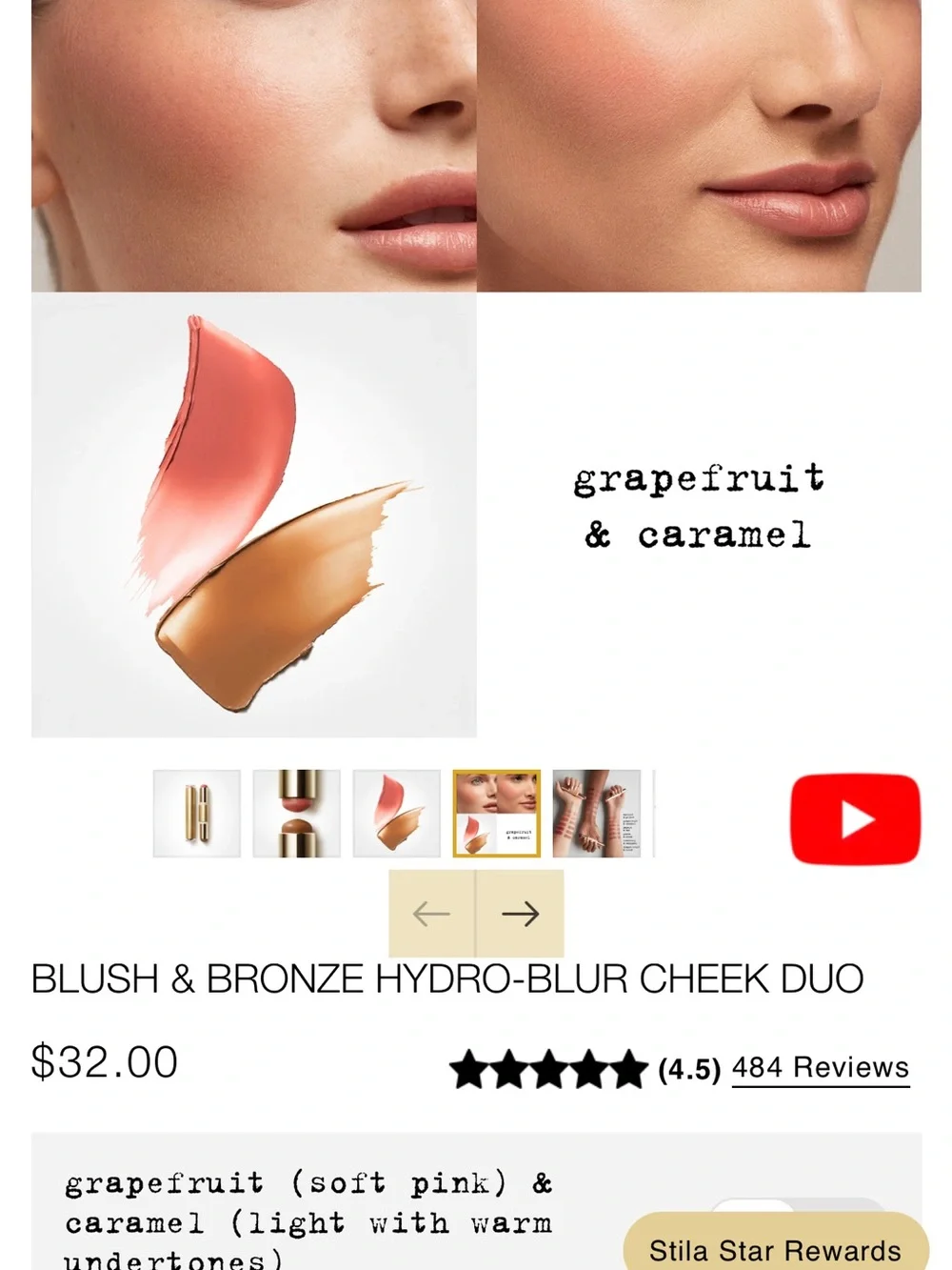 Stila Blush & Bronze Duo - grapefruit and caramel- brand new never used